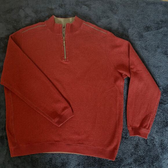 Tommy Bahama Other - Tommy Bahama Reversible Quarter Zip Pullover Burgundy Gray Marlin Sweater XL/XXL